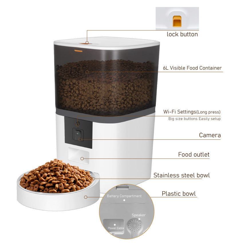 MHP 4L Smart Pet Feeder with Camera, 1080p HD